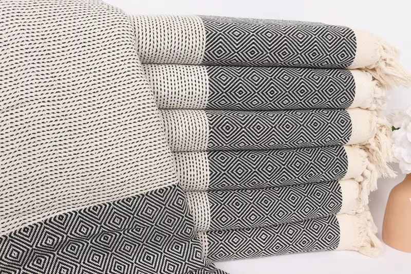 Turkish Towel Blanket, 104x80 Cotton Diamond Towel, Boyfriend Gift, Extra Large Tablecloth, Custom Blanket, Custom Wedding Gifts, Decorative Blanket - 1