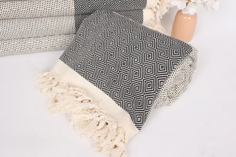 Turkish Towel Blanket, 104x80 Cotton Diamond Towel, Boyfriend Gift, Extra Large Tablecloth, Custom Blanket, Custom Wedding Gifts, Decorative Blanket - 4
