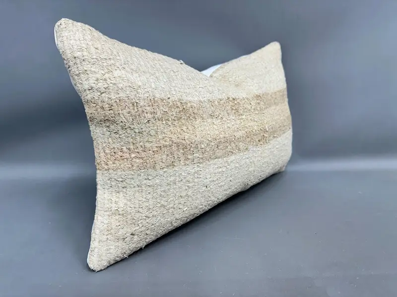 Kilim Pillow, Pillow, 12x20 Beige Pillow Sham, Throw Kilim Pillow, Turkish Corner Cushion, Gift Pillow, Vintage Throw Cushion Case - 2