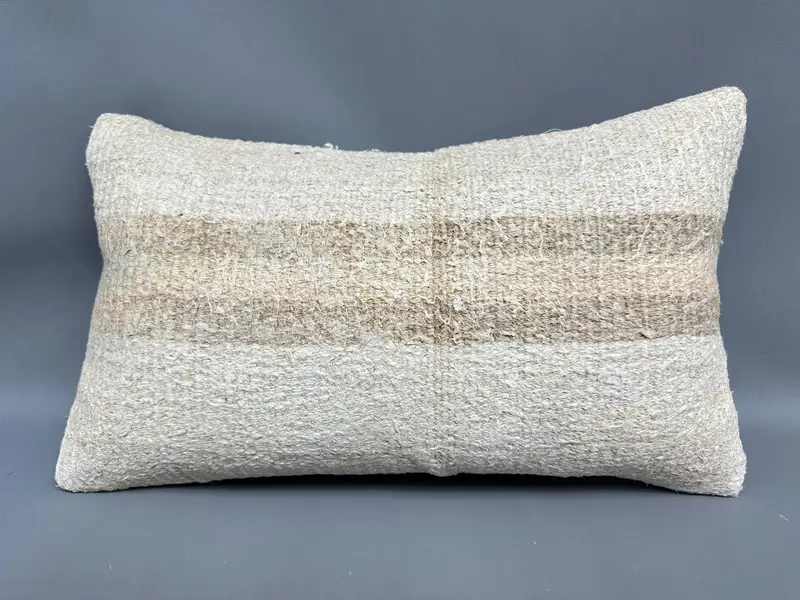 Kilim Pillow, Pillow, 12x20 Beige Pillow Sham, Throw Kilim Pillow, Turkish Corner Cushion, Gift Pillow, Vintage Throw Cushion Case - 4