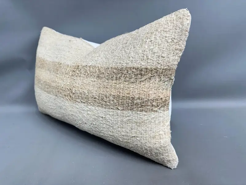 Kilim Pillow, Pillow, 12x20 Beige Pillow Sham, Throw Kilim Pillow, Turkish Corner Cushion, Gift Pillow, Vintage Throw Cushion Case - 3