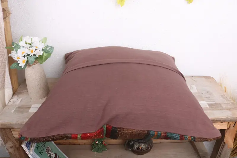 Vintage Pillow, 18x18 Brown Cushion Cover, Cushion, Sustainable Cushion Cover, Ethnic Cushion Case, Pillow for Couch, Gift Pillow, Car Pillow Sham - 7