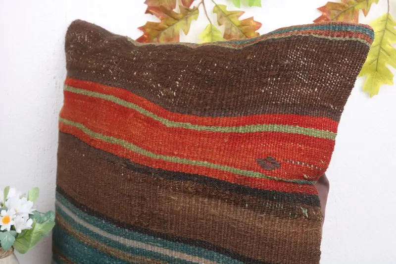 Vintage Pillow, 18x18 Brown Cushion Cover, Cushion, Sustainable Cushion Cover, Ethnic Cushion Case, Pillow for Couch, Gift Pillow, Car Pillow Sham - 5