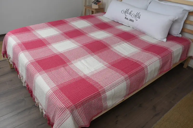 92x88 Cotton Striped Towel, Woven Blanket, Monogram Blanket, Turkish Cotton Throw Blanket, Personalized Blanket, Personalized Gift - 8