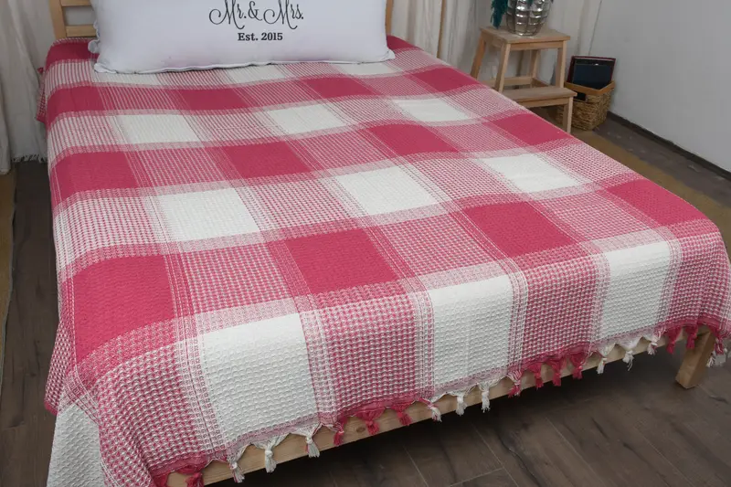 92x88 Cotton Striped Towel, Woven Blanket, Monogram Blanket, Turkish Cotton Throw Blanket, Personalized Blanket, Personalized Gift - 7