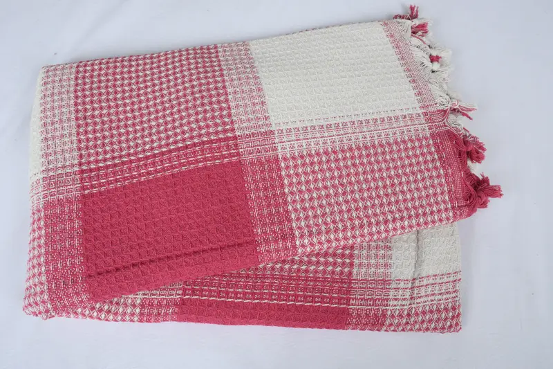 92x88 Cotton Striped Towel, Woven Blanket, Monogram Blanket, Turkish Cotton Throw Blanket, Personalized Blanket, Personalized Gift - 5