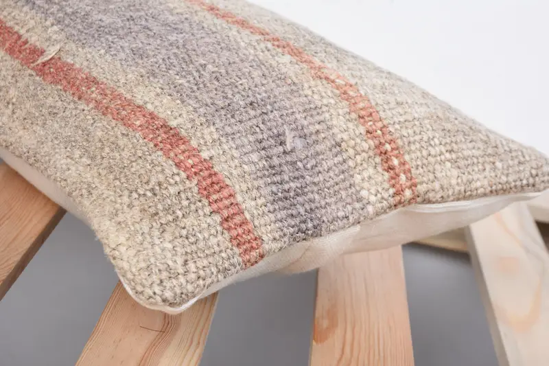 Ethnical Kilim Rug Pillow, Vintage Cushion Cover, Vintage Kilim Pillow, Turkish Pillow, Southwestern Pillow, Cushion Cover, 8x16 Beige Cushion Case - 7