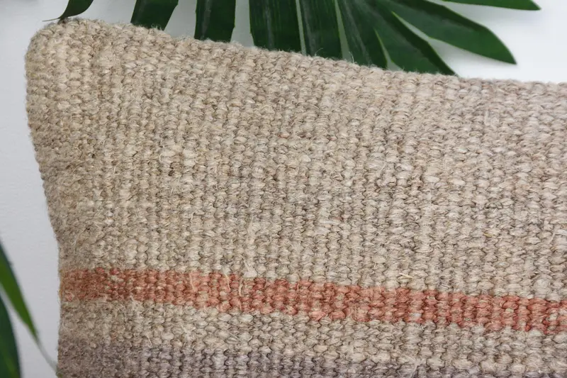 Ethnical Kilim Rug Pillow, Vintage Cushion Cover, Vintage Kilim Pillow, Turkish Pillow, Southwestern Pillow, Cushion Cover, 8x16 Beige Cushion Case - 2