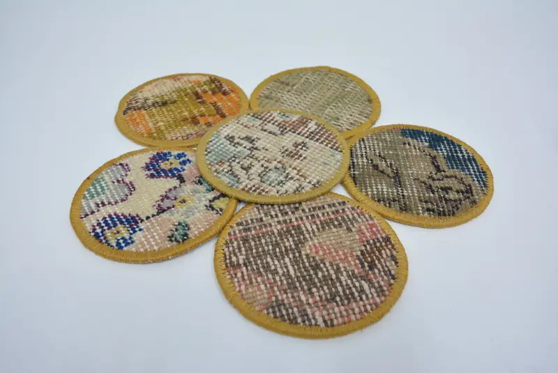 Bohemian Round Coaster, Blue and Yellow Unique Coaster