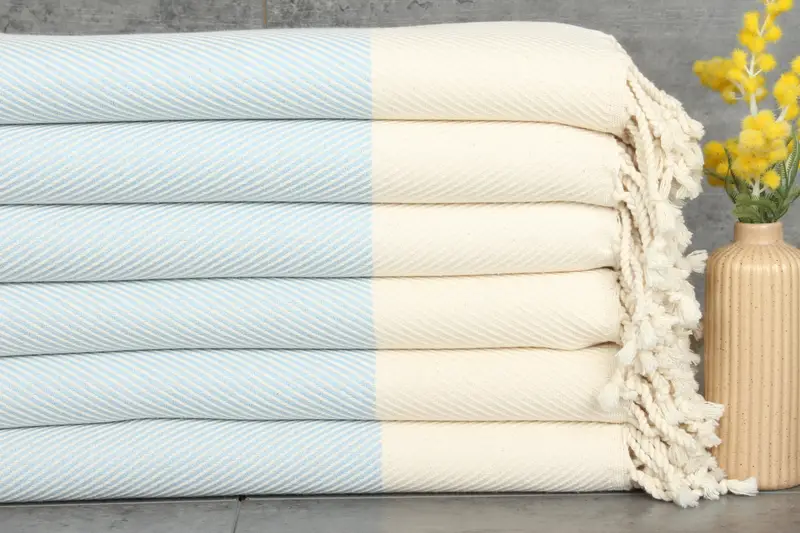 Beach Towel Mint Cotton Striped Turkish 40x71 Inches