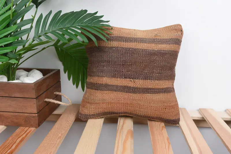 Pillow Cover, Turkish Pillow, Boho Pillow Sham Cover, Luxury Cushion Case, Kilim Pillow, Personalized Gift Pillow Pillow Case, 12x12 Beige Pillow - 1