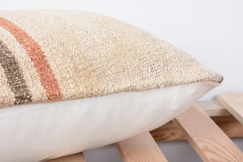 Ethnical Kilim Rug Pillow, Vintage Pillow, 12x24 Beige Pillow Case, Aesthetic Cushion Cover, Handmade Kilim Cushion, Cushion Cover - 7