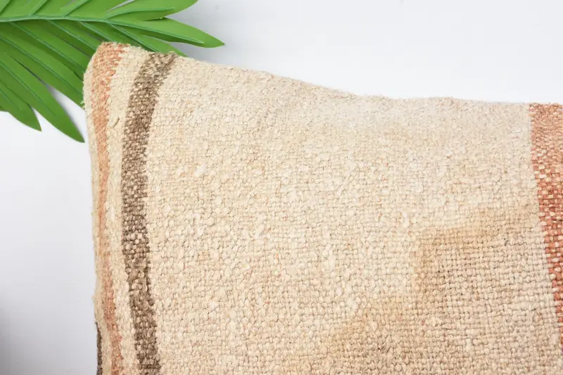 Ethnical Kilim Rug Pillow, Vintage Pillow, 12x24 Beige Pillow Case, Aesthetic Cushion Cover, Handmade Kilim Cushion, Cushion Cover - 2
