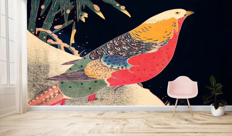 Japanese Art Bird Canvas, 3d Wall Paper, Modern Wall Paper, Wall Paper Peel and Stick, Japanese Wall Art, Bird Wall Print, - 2