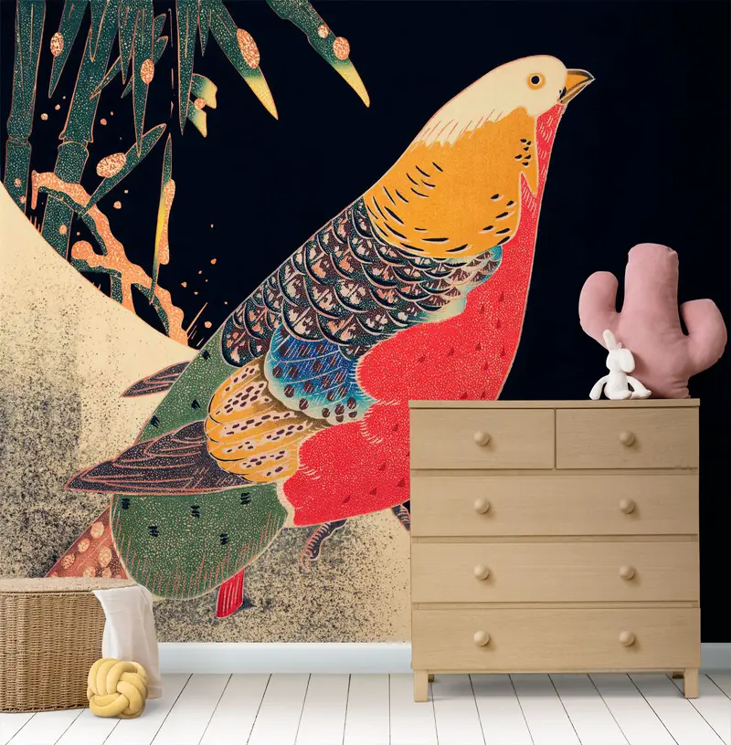 Japanese Art Bird Canvas, 3d Wall Paper, Modern Wall Paper, Wall Paper Peel and Stick, Japanese Wall Art, Bird Wall Print, - 6