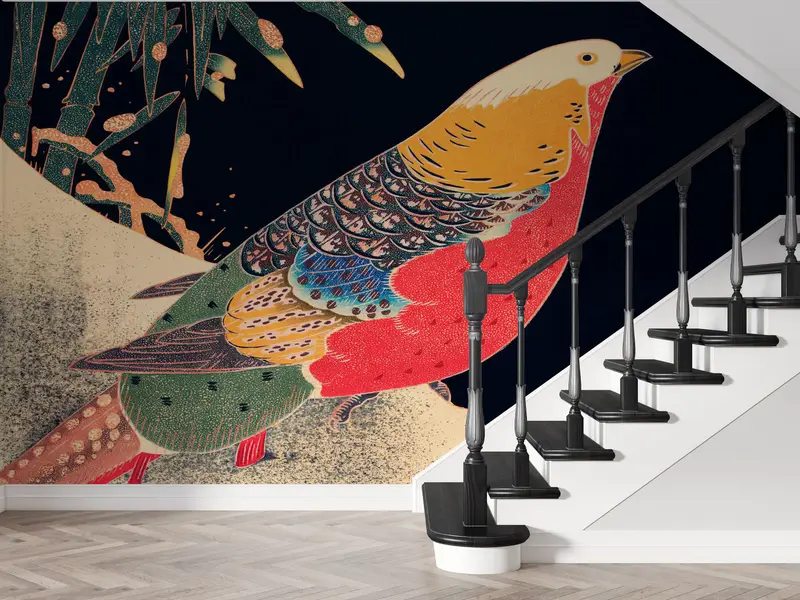 Japanese Art Bird Canvas, 3d Wall Paper, Modern Wall Paper, Wall Paper Peel and Stick, Japanese Wall Art, Bird Wall Print, - 4