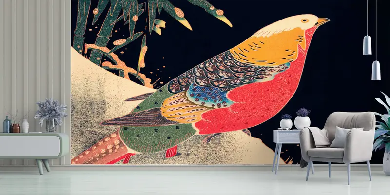 Japanese Art Bird Canvas, 3d Wall Paper, Modern Wall Paper, Wall Paper Peel and Stick, Japanese Wall Art, Bird Wall Print, - 3