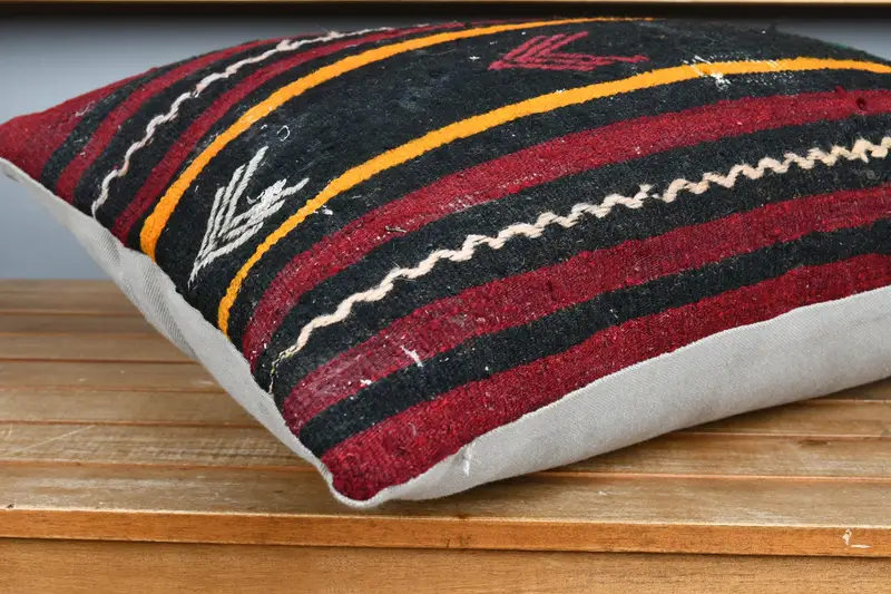 Kilim Pillow Cover, Handmade Kilim Cushion, 16x24 Brown Pillow, Pillow, Pillow for Couch, Sofa Bolster Cushion Cover, Lounge Throw Pillow Sham - 4