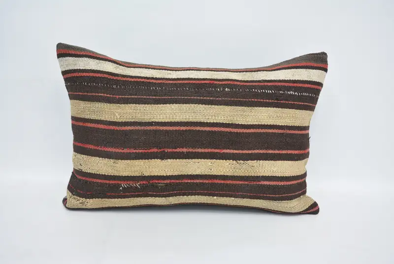 Pillow for Sofa, Morroccon Kilim Cushion Cushion Case, Throw Kilim Pillow, 16x24 Brown Cushion Cover, Pillow, Boho Pillow - 1