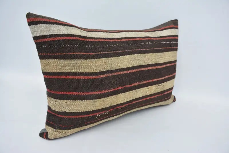 Pillow for Sofa, Morroccon Kilim Cushion Cushion Case, Throw Kilim Pillow, 16x24 Brown Cushion Cover, Pillow, Boho Pillow - 3