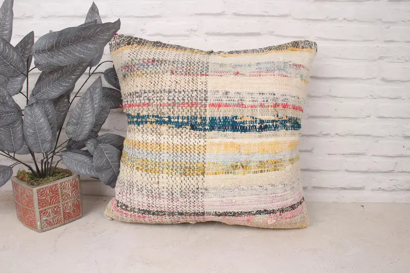 Bolster Cushion Cover, 20x20 Pink Cushion Cover, Kilim Pillow, Turkish Kilim Pillow, Handmade Pillow, Cushion Case, Turkish Pillow - 1