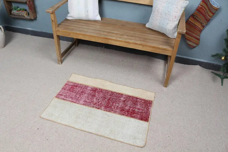 ベージュ サウスウェスタン ラグ 2x2.9 フィート エレガント レッド アクセント