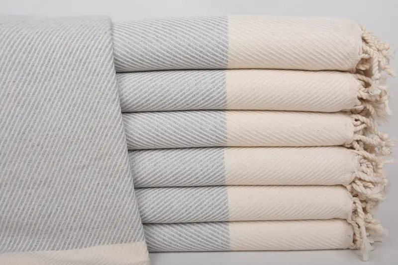 Light Gray Striped Organic Cotton Towel, 70x40 Inches, Bridesmaid Gift