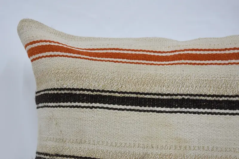 Ethnical Kilim Rug Pillow, 24x24 Beige Cushion Case, Vintage Kilim Pillow, Pillow for Couch, Bolster Pillow Case, Cushion Case - 2