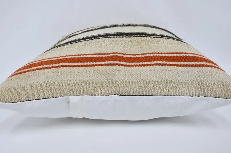 Ethnical Kilim Rug Pillow, 24x24 Beige Cushion Case, Vintage Kilim Pillow, Pillow for Couch, Bolster Pillow Case, Cushion Case - 5