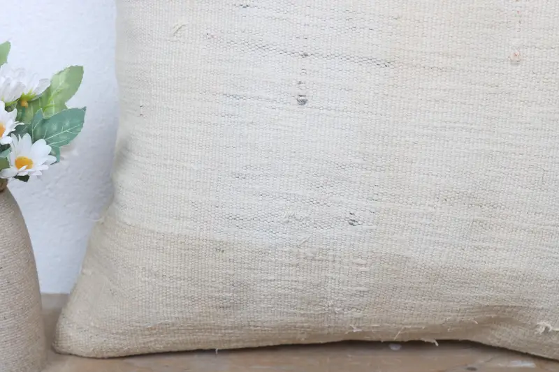 Vintage Kilim Throw Pillow, Turkish Kilim Pillow, Meditation Pillow Sham, 18x18 White Pillow Case, Cushion, Knitted Cushion, Kilim Cushion Sham - 3