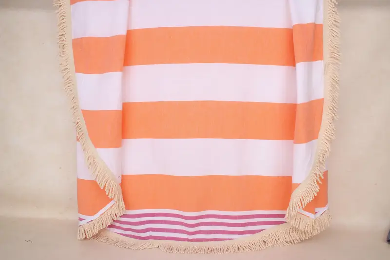 Bridesmaid Gifts, Housewarming Gift, 64x64 Cotton Striped Round Towel, Personalised Gift, Luxury Turkish Bath Towel, Sand-resistant towel, Gym Towel - 3