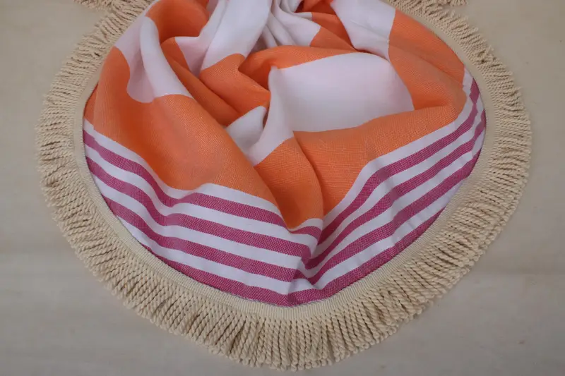Bridesmaid Gifts, Housewarming Gift, 64x64 Cotton Striped Round Towel, Personalised Gift, Luxury Turkish Bath Towel, Sand-resistant towel, Gym Towel - 5
