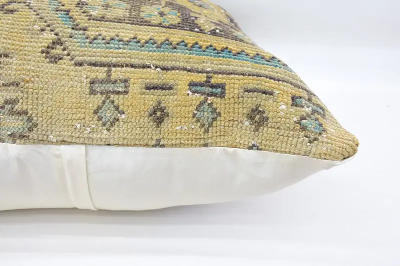 Cushion Cover, Boho Pillow, Sustainable Pillow Cover, 32x32 Beige Pillow Case, Vintage Kilim Throw Pillow, Turkish Pillow - 6