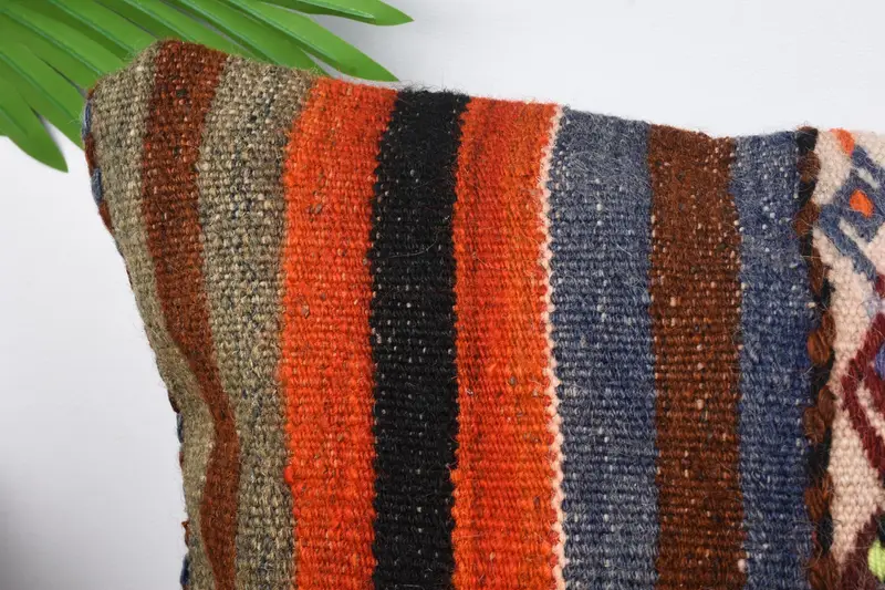 Traditional Cushion, Kilim Pillow, Boho Pillow Sham Cover, Pillow Sham, Bright Pillow Cover, Pillow for Couch, 12x24 Orange Cushion Cover - 2