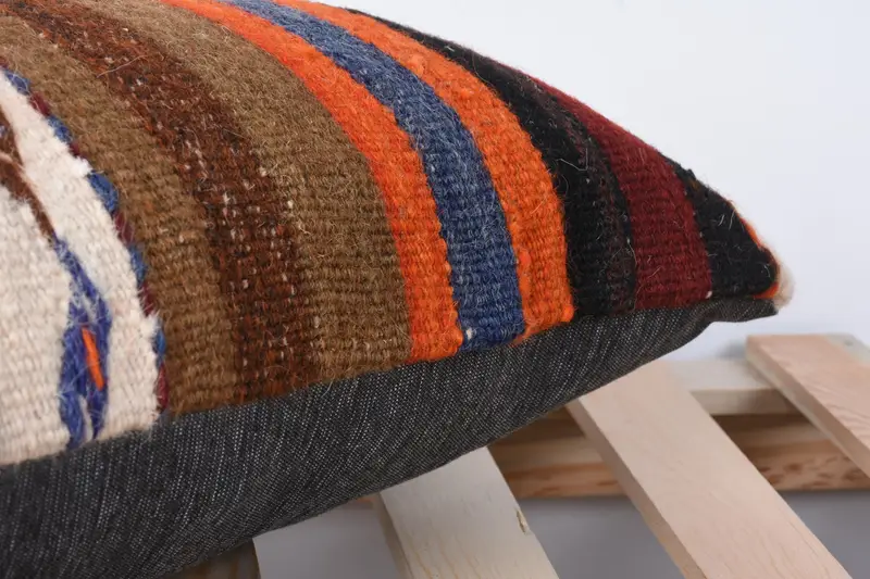 Traditional Cushion, Kilim Pillow, Boho Pillow Sham Cover, Pillow Sham, Bright Pillow Cover, Pillow for Couch, 12x24 Orange Cushion Cover - 7