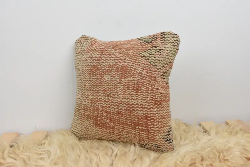 12x12 Beige Pillow Case, Pillow for Couch, Vintage Kilim Throw Pillow, Home Decor Pillow, Cushion Cover, Indoor Pillow Cover - 7