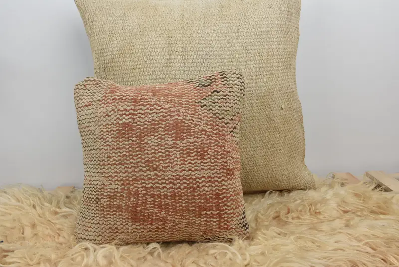 12x12 Beige Pillow Case, Pillow for Couch, Vintage Kilim Throw Pillow, Home Decor Pillow, Cushion Cover, Indoor Pillow Cover - 6