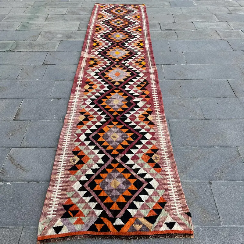 Kahverengi Ombré Halı, 2,9x12,6 ft Zarif Dekor