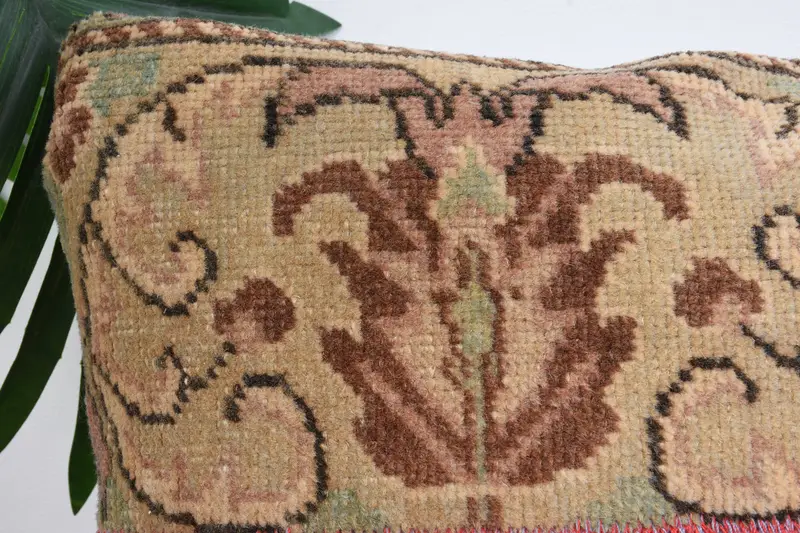 Handmade Kilim Cushion, Antique Pillows, Turkish Bench Pillow, 12x12 Beige Pillow Case, Kilim Cushion Sham, Accent Throw Pillow, Cushion Case - 2