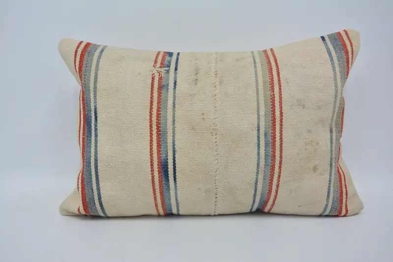 Pillow Case, 16x24 White Pillow Cover, Interior Designer Pillow, Throw Kilim Pillow, Designer Throw Pillow, Handmade Kilim Cushion - 1