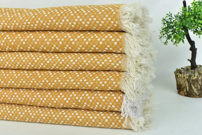 Woven Blanket, Personalized Blanket, Custom Shower Curtain, Welcome Wedding Gift, Personalized Gifts, 76x68 Cotton Herringbone Towel, Organic Throw - 3