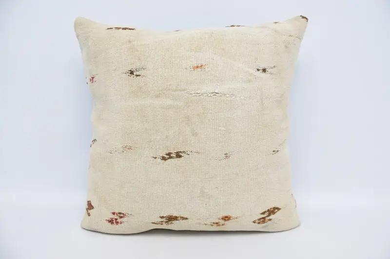 Aztec Cushion Cover, 28x28 White Pillow, Ottoman Cushion Case, Pillow for Couch, Throw Kilim Pillow, Comfy Throw Pillow Case, Boho Pillow, Cushion - 1