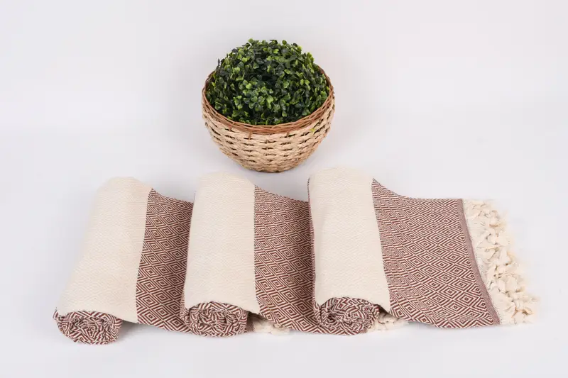 Handmade Gift, Handwoven Turkish Towel, Embroidered Towel, Large Turkish Towel, 70x40 Cotton Diamond Towel, Organic Towel, Monogrammed Beach Towel - 8