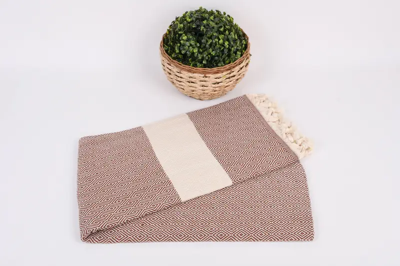 Handmade Gift, Handwoven Turkish Towel, Embroidered Towel, Large Turkish Towel, 70x40 Cotton Diamond Towel, Organic Towel, Monogrammed Beach Towel - 4
