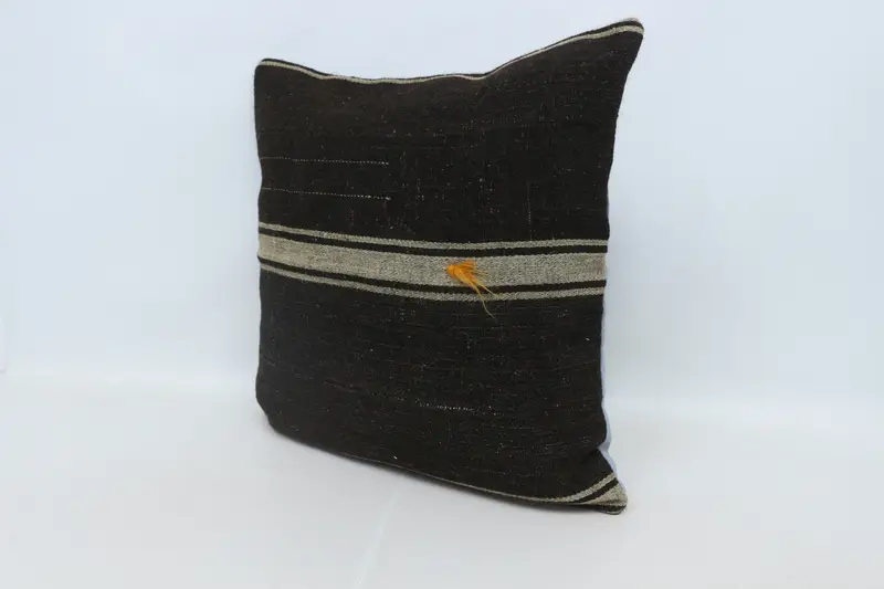 Handmade Kilim Cushion, Knitted Pillow Cover, Patio Cushion, Vintage Pillow, 28x28 Brown Cushion, Cushion Cover, Turkish Kilim Pillow - 4