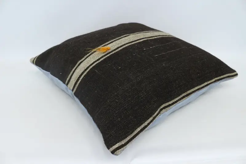 Handmade Kilim Cushion, Knitted Pillow Cover, Patio Cushion, Vintage Pillow, 28x28 Brown Cushion, Cushion Cover, Turkish Kilim Pillow - 6