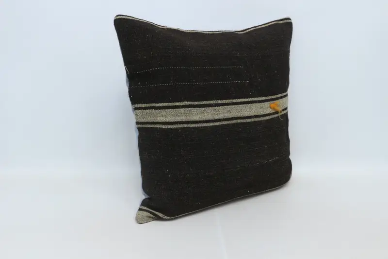 Handmade Kilim Cushion, Knitted Pillow Cover, Patio Cushion, Vintage Pillow, 28x28 Brown Cushion, Cushion Cover, Turkish Kilim Pillow - 3