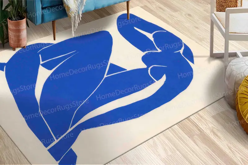 Henri Matisse Inspired Blue Nude Abstract Woman Printed Rug