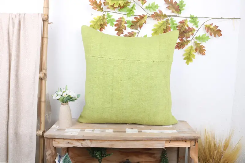Outdoor Throw Pillow Case, Turkish Pillow, 24x24 Green Cushion Case, Antique Pillows, Handwoven Pillow Case, Cushion Cover, Vintage Kilim Pillow - 1