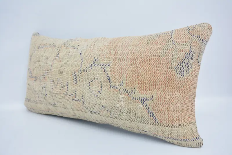 Vintage Kilim Throw Pillow, Vintage Kilim Pillow, Art Deco Pillow Cover, Cushion, Seat Pillow Case, 12x24 Beige Pillow, Kilim Pillow - 4